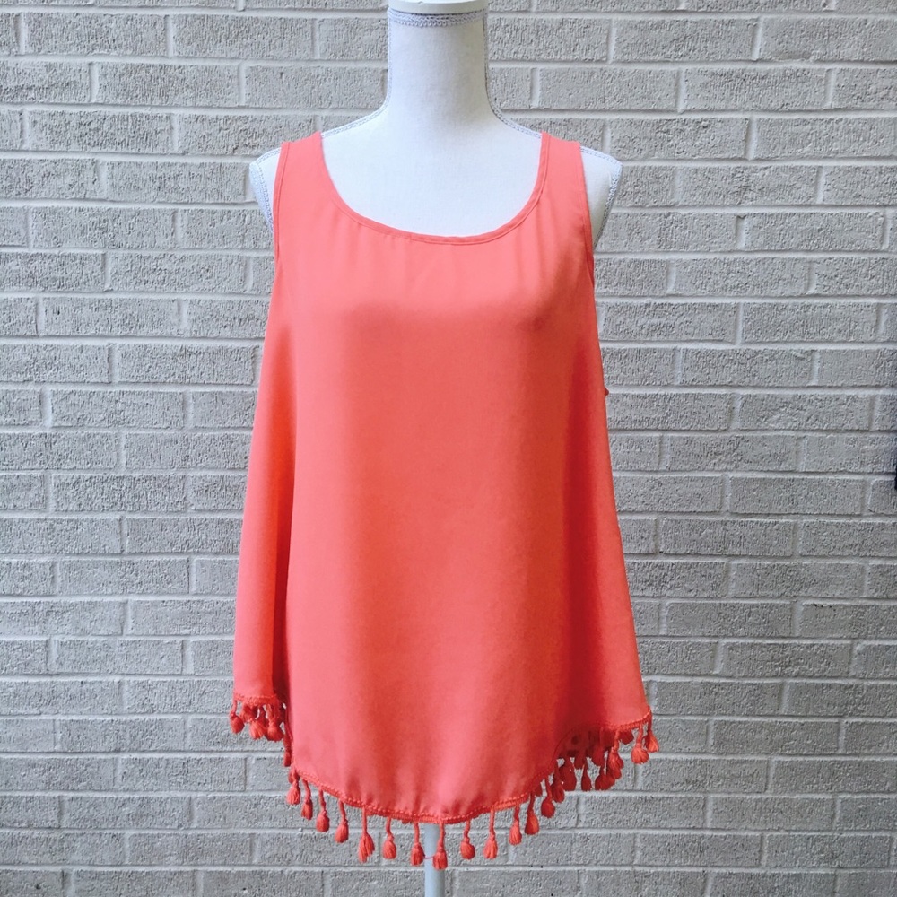Torrid Coral Sleeveless Fringed High Low Top SZ 0